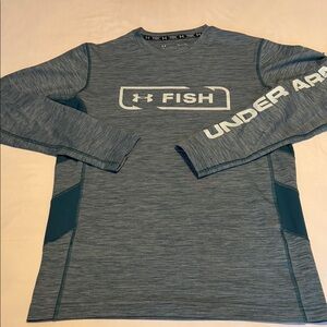 Under Armour Fish Loose Heatgear Gray Long Sleeve with Fish Logo